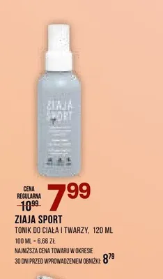 Tonik do ciała i twarzy ZIAJA SPORT promocja w Drogerie Natura