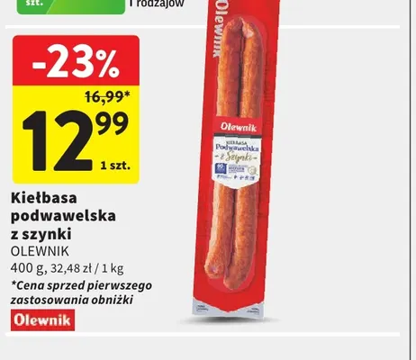 Kiełbasa podwawelska z szynki Olewnik promocja w Intermarche