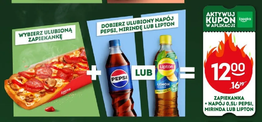 Zestaw zapiekanka + napój Pepsi Mirinda lub Lipton promocja w Żabka