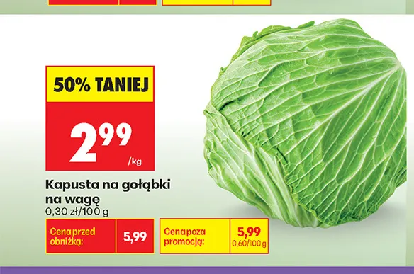 Kapusta na gołąbki promocja w Biedronka
