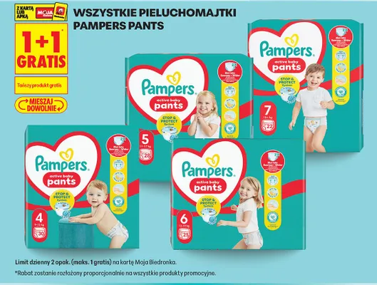 Pieluchomajtki active baby pants rozmiar 4 promocja w Biedronka