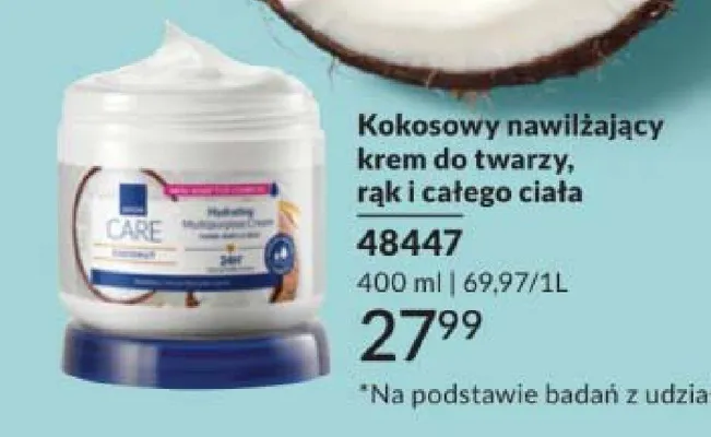 Kokosowy nawilżający krem do twarzy, rąk i całego ciała Avon Care promocja w AVON
