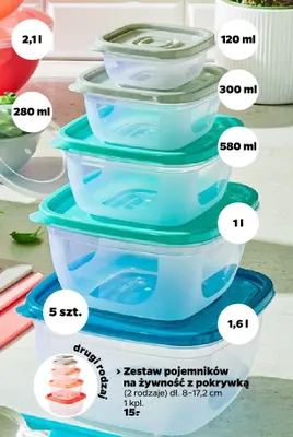 Zestaw pojemników na żywność z pokrywką dł. 8-17,2cm promocja w Netto