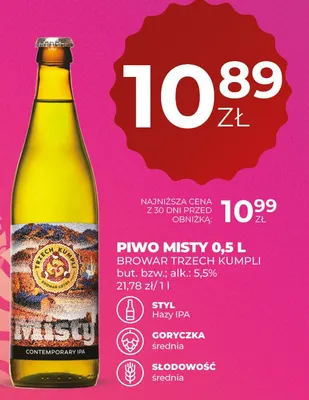 Piwo Misty Browar Trzech Kumpli promocja w Duży Ben