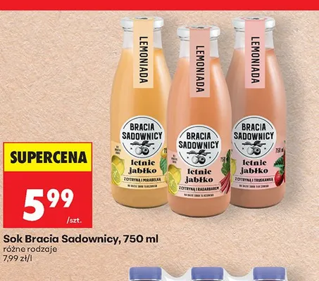 Sok Bracia Sadownicy letnie jabłko z cytryną i truskawką 750 ml promocja w Biedronka