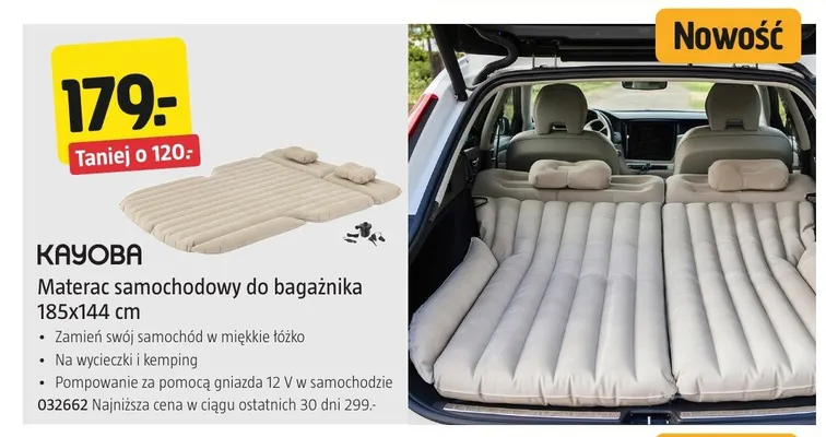 Materac samochodowy do bagażnika Kayoba 185x144 cm promocja w Jula