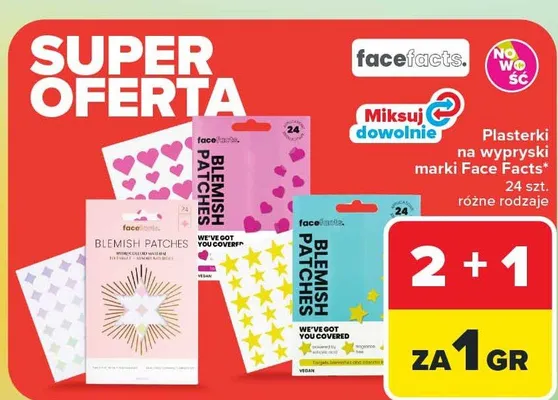 Plasterki na wypryski Face Facts różne rodzaje promocja w Carrefour Market