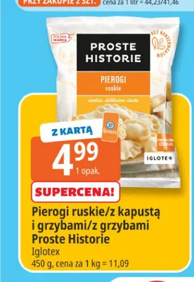 Pierogi ruskie Proste Historie Iglotex promocja w Leclerc