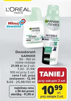Dezodorant floral fresh Garnier mineral protection 6 promocja w Carrefour Market
