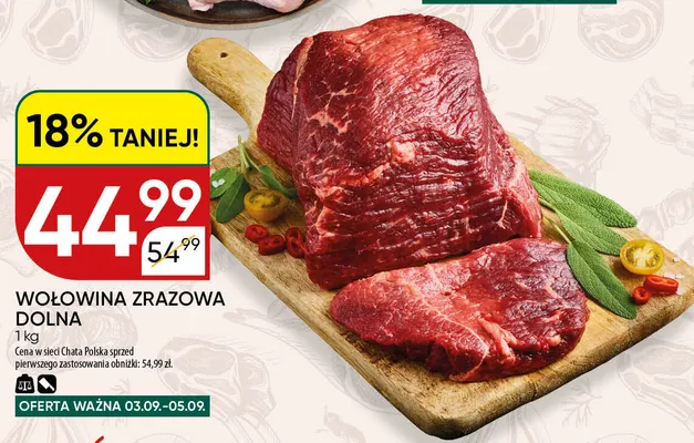 Wołowina zrazowa dolna promocja w Chata Polska