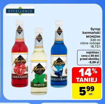 Syrop barmański blue curacao Monzini promocja w Carrefour Market