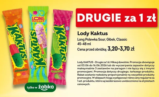Lody Kaktus Gibek promocja w Żabka