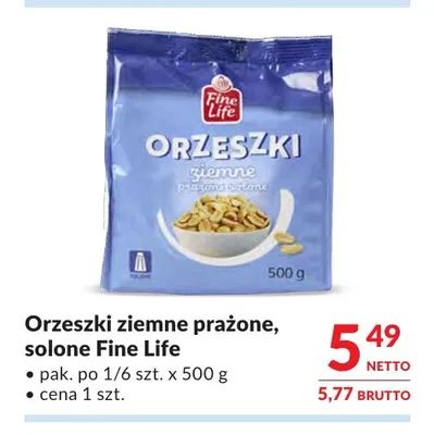 Orzeszki ziemne prażone solone Fine Life promocja w Makro