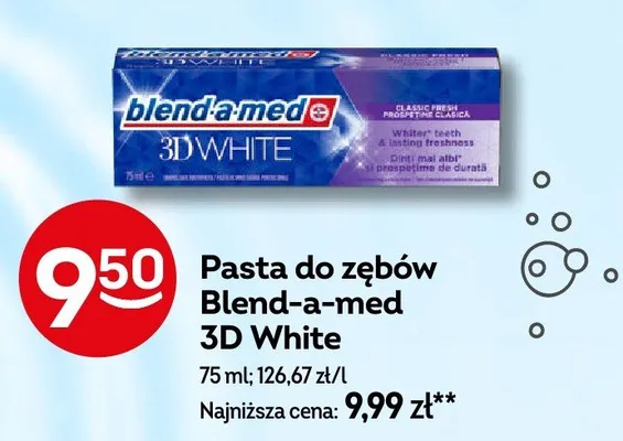 Pasta do zębów 3D White promocja w Żabka