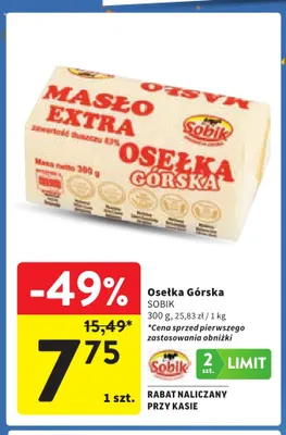 Masło Osełka Górska Sobik promocja w Intermarche
