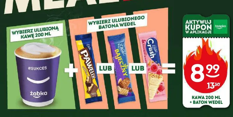 Zestaw kawa Żabka 200 ml + baton Wedel promocja w Żabka