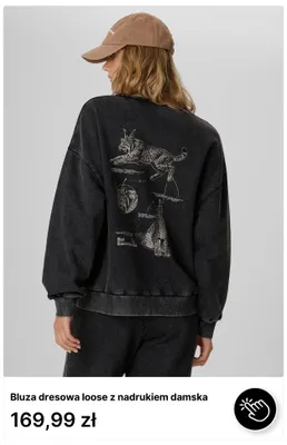 Bluza dresowa loose z nadrukiem damska promocja w 4F