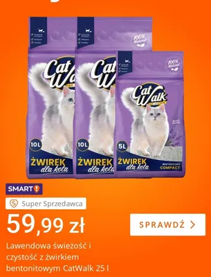 Żwirek bentonitowy dla kota CatWalk zapach lawendy promocja w Allegro