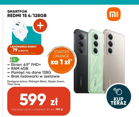 Smartfon Xiaomi Redmi 15 4/128GB promocja w Max Elektro