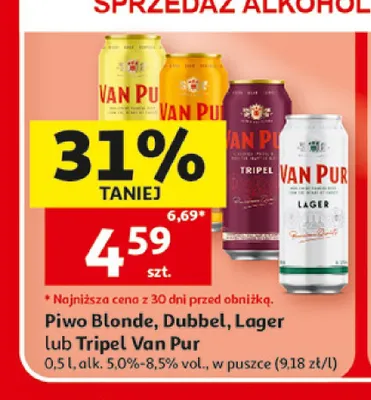 Piwo Lager Van Pur promocja w Auchan