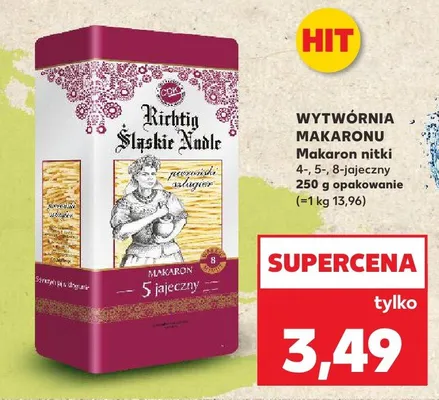 Makaron nitki 5-jajeczny Richtig Śląskie Nudle promocja w Kaufland