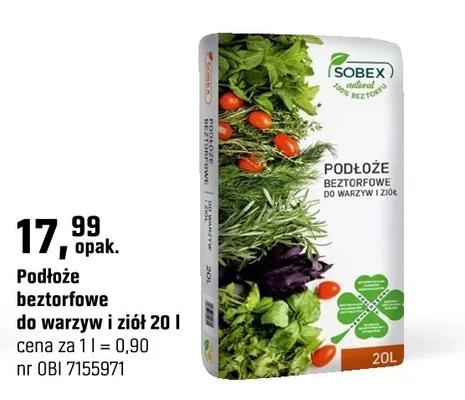 Podłoże beztorfowe do warzyw i ziół promocja w OBI