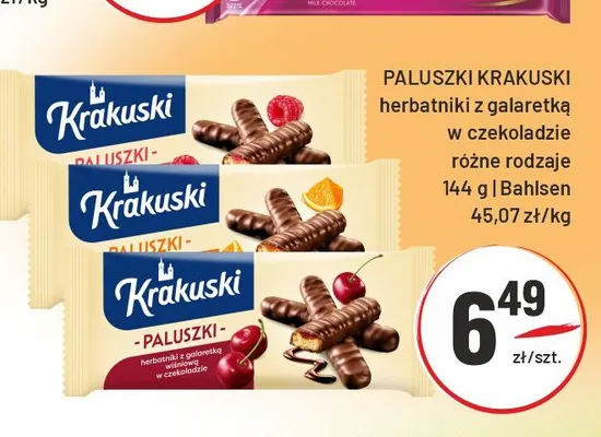 Paluszki Krakuski herbatniki z galaretką w czekoladzie Bahlsen promocja w Sedal