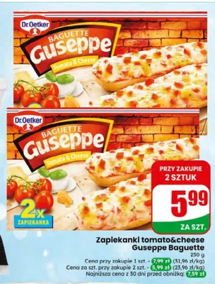 Zapiekanka tomato & cheese Dr. Oetker Guseppe Baguette promocja w Dino