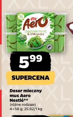Deser mleczny mus Aero Nestlé 4-pak promocja w Netto