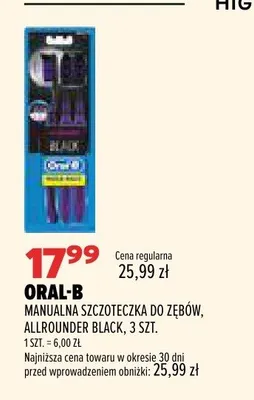 Szczoteczka do zębów manualna Oral-B Allrounder Black promocja w Drogerie Natura