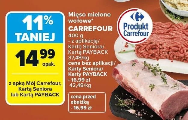 Mięso mielone wołowe promocja w Carrefour Market