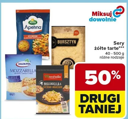 Sery żółte tarte różne rodzaje promocja w Carrefour