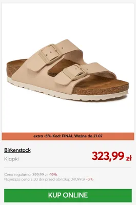 Klapki Birkenstock promocja w eobuwie.pl