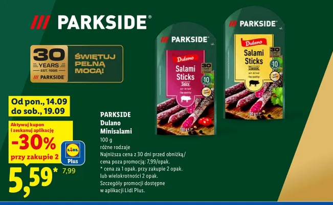 Minisalami Classic Parkside Dulano promocja w Lidl