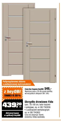 Skrzydło drzwiowe Fido szer. 70 i 80cm kolor kaszmir promocja w OBI
