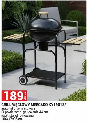 Grill węglowy Mercado KY19018F 106x47x95cm promocja w Merkury Market