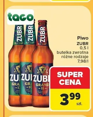Piwo Zubr Premium promocja w Carrefour Market