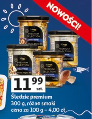 Śledzie premium, różne smaki promocja w Auchan