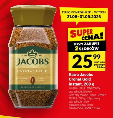 Kawa rozpuszczalna Jacobs Cronat Gold instant promocja w Twój Market