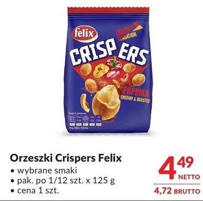 Orzeszki Crispers Felix wybrane smaki promocja w Makro