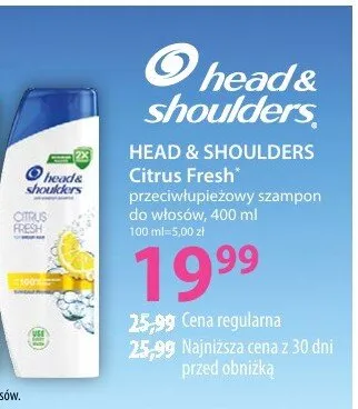 Przeciwłupieżowy szampon Head & Shoulders Citrus Fresh promocja w Hebe