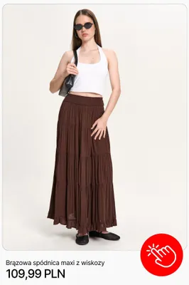Spódnica maxi Cropp brązowa z wiskozy promocja w Cropp