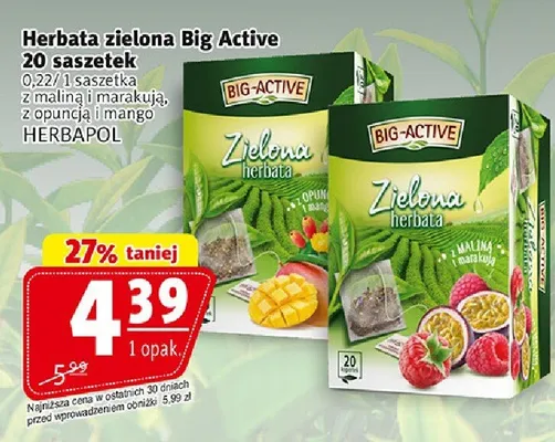 Herbata zielona Big Active promocja w Prim Market