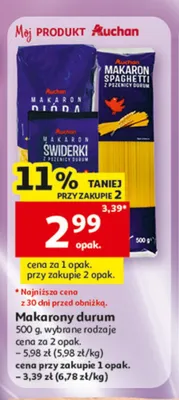Makaron durum Auchan promocja w Auchan