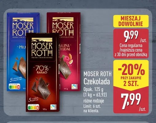 Czekolada Moser Roth promocja w Aldi