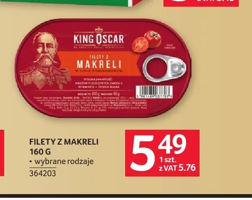 Filety z makreli w sosie pomidorowym King Oscar promocja w Selgros