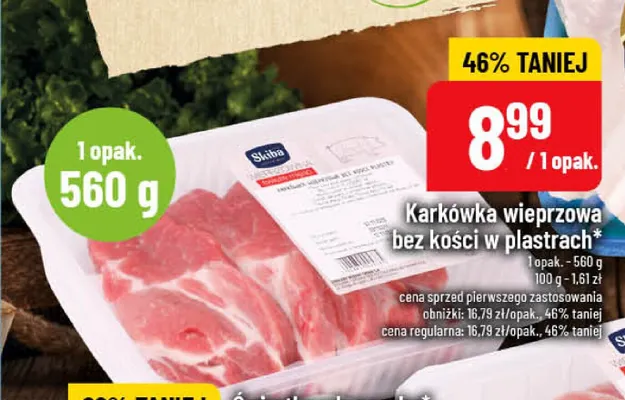 Karkówka wieprzowa bez kości w plastrach Skiba promocja w POLOmarket