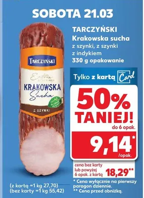 Krakowska sucha z szynki, 2 szynki z indykiem promocja w Kaufland