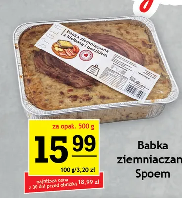 Babka ziemniaczana z kiełbasą i boczkiem Społem promocja w Gram Market