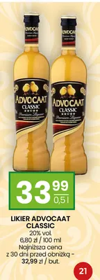 Likier Advocaat Classic 20% vol. promocja w Twój Market